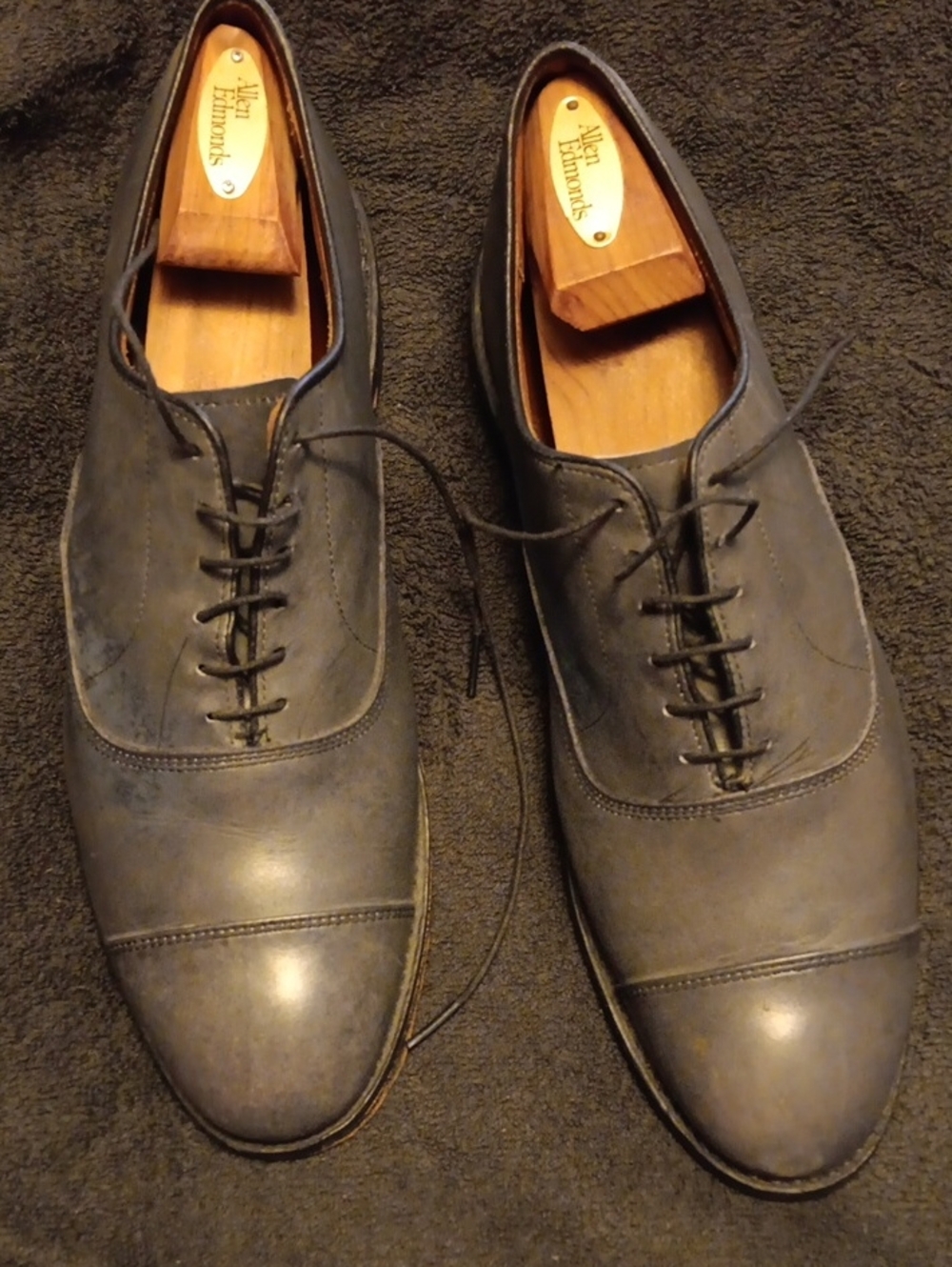 Allen Edmonds Slate-Blue Cap-Toe Derby Dress Shoes